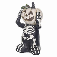 5.75inch Halloween Themed LED Skeleton Pumpkin For Halloween Indoor Decorations