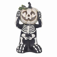 5.75inch Halloween Themed LED Skeleton Pumpkin For Halloween Indoor Decorations