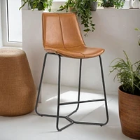 SALT STOOL made of Faux leather Powder coated base in matte black SET OF 4