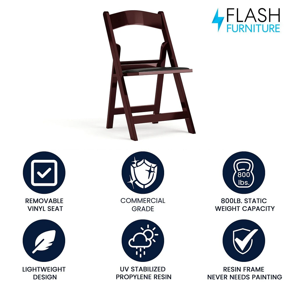 Flash Furniture Hercules Series Red Mahogany Resin Folding Chair