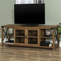 Modern Farmhouse Metal X TV Stand for TV's up to 78" - Reclaimed Barnwood