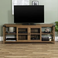 Modern Farmhouse Metal X TV Stand for TV's up to 78" - Reclaimed Barnwood