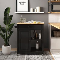 CorLiving Sage Wood Kitchen Cart With Cupboard