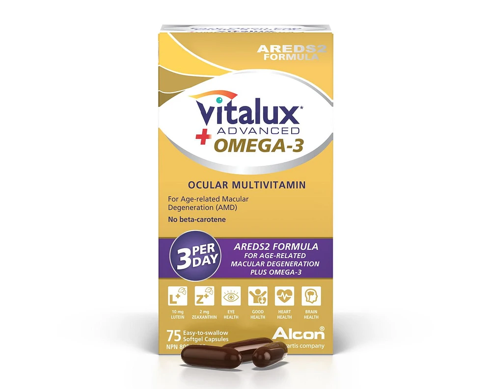 VITALUX® Advanced Plus Omega-3, Ocular Multivitamin, Macular Degeneration Supplement with AREDS 2, AMD, 75 Softgel Capsules