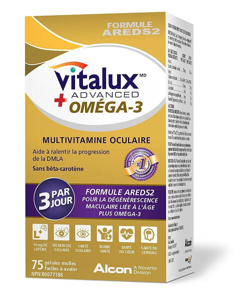 VITALUX® Advanced Plus Omega-3, Ocular Multivitamin, Macular Degeneration Supplement with AREDS 2, AMD, 75 Softgel Capsules