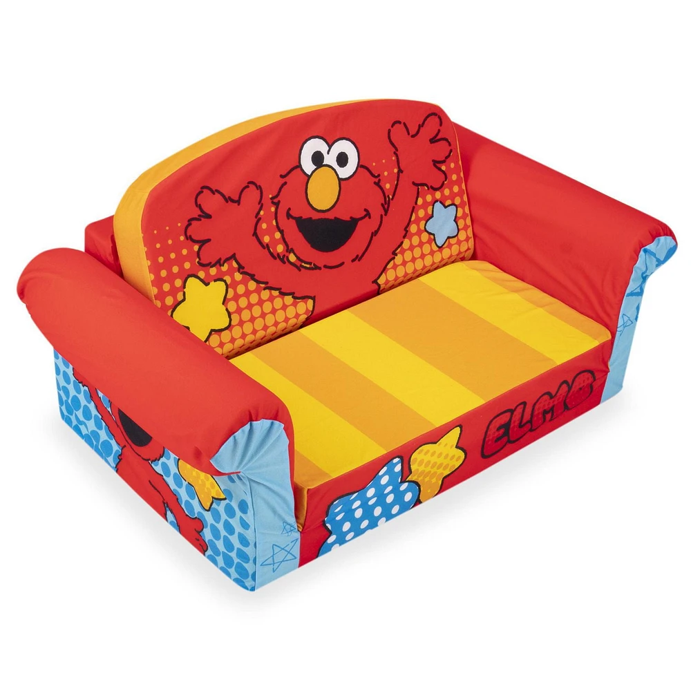 Marshmallow Furniture, Children's 2-in-1 Flip Open Foam Sofa, Sesame Street’s Elmo, by Spin Master