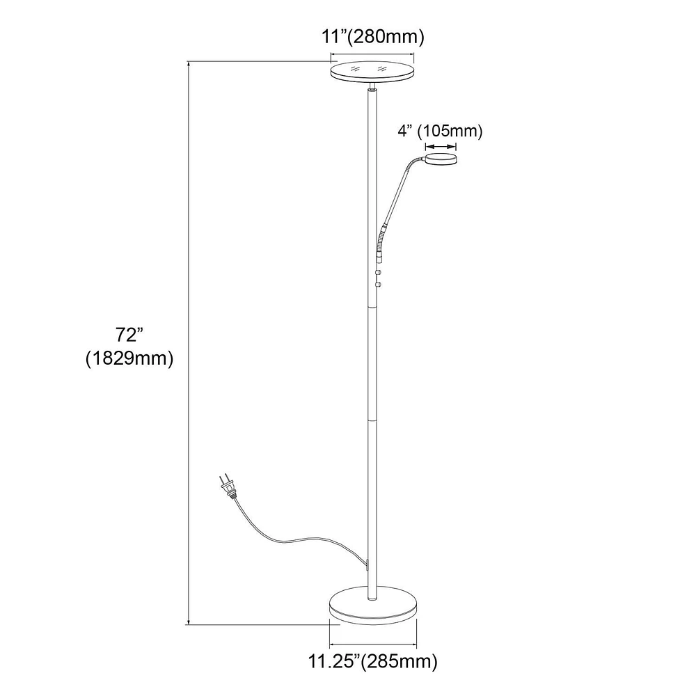 Dainolite 801LEDF-SN Satin Chrome Floor Lamp