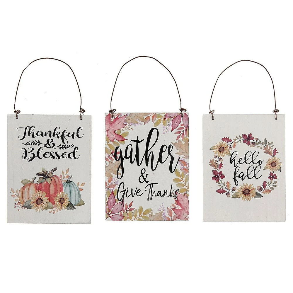 Hanging Wall Signs (Hello Fall) (Asstd)-Set of 3