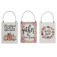 Hanging Wall Signs (Hello Fall) (Asstd)-Set of 3