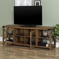 Modern Farmhouse Metal X TV Stand for TV's up to 78" - Reclaimed Barnwood