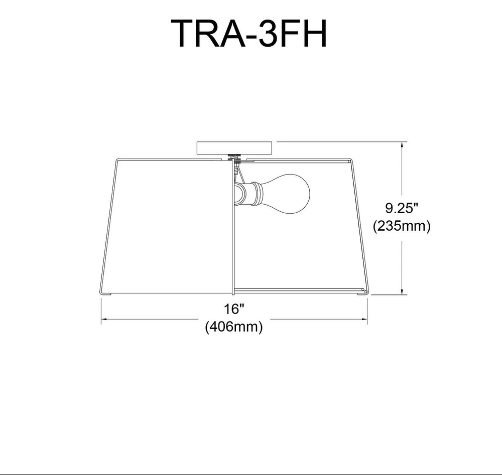 Dainolite TRA-3FH-BK-WH 3 Light Matte Black Flush Mount