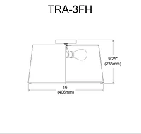 Dainolite TRA-3FH-BK-WH 3 Light Matte Black Flush Mount