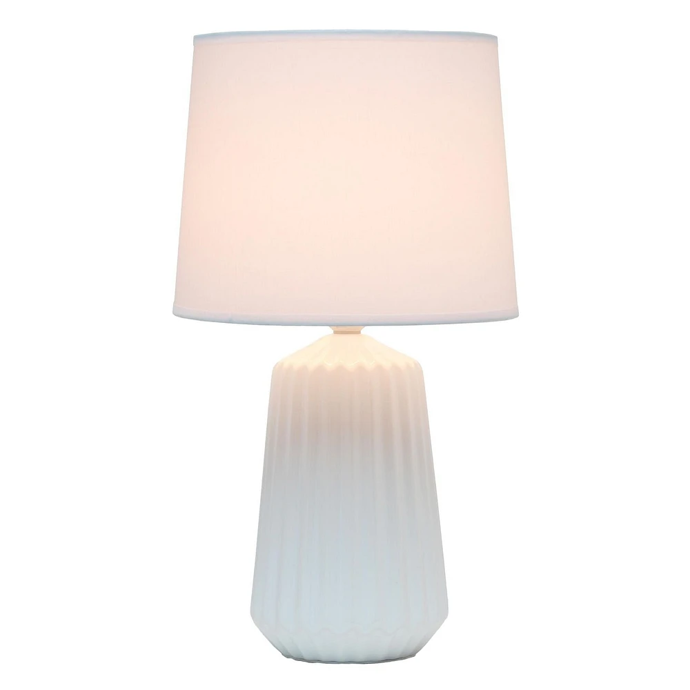 Simple Designs Off White Pleated Base Table Lamp