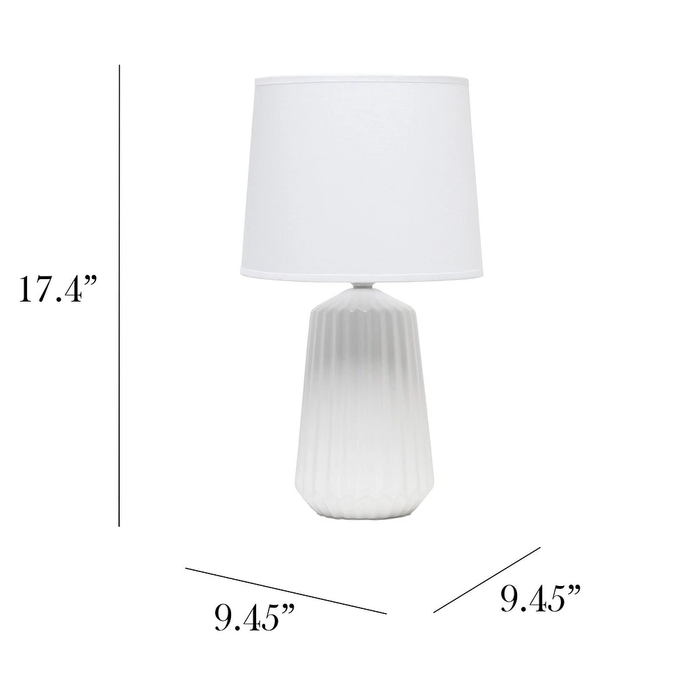 Simple Designs Off White Pleated Base Table Lamp