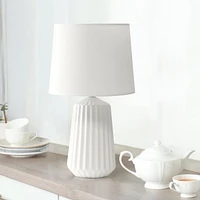 Simple Designs Off White Pleated Base Table Lamp