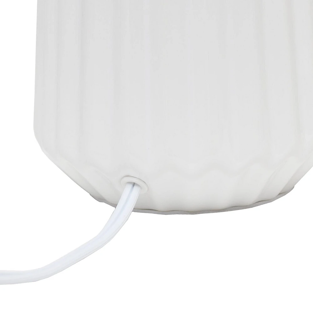 Simple Designs Off White Pleated Base Table Lamp