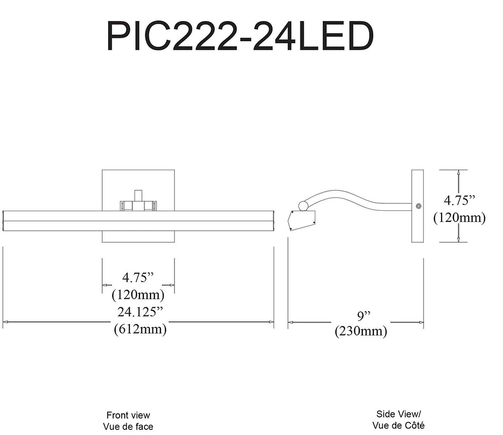 Dainolite PIC222-24LED-SC Satin Chrome Picture Light