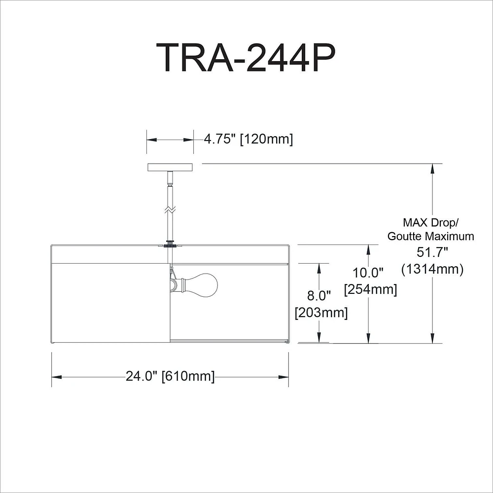 Dainolite TRA-244P-GLD-WH White Pendant