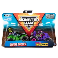 Monster Jam, Official Grave Digger vs. Wild Flower Die-Cast Monster Trucks, 1:64 Scale, 2 Pack