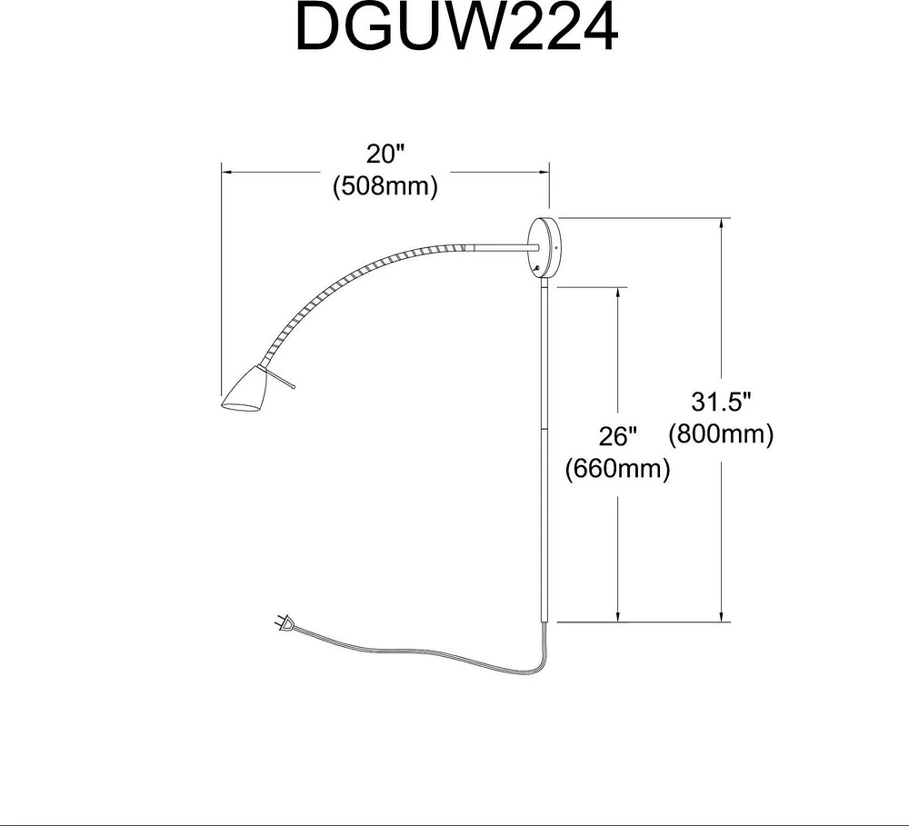 Dainolite DGUW224-SC Satin Chrome Wall Lamp