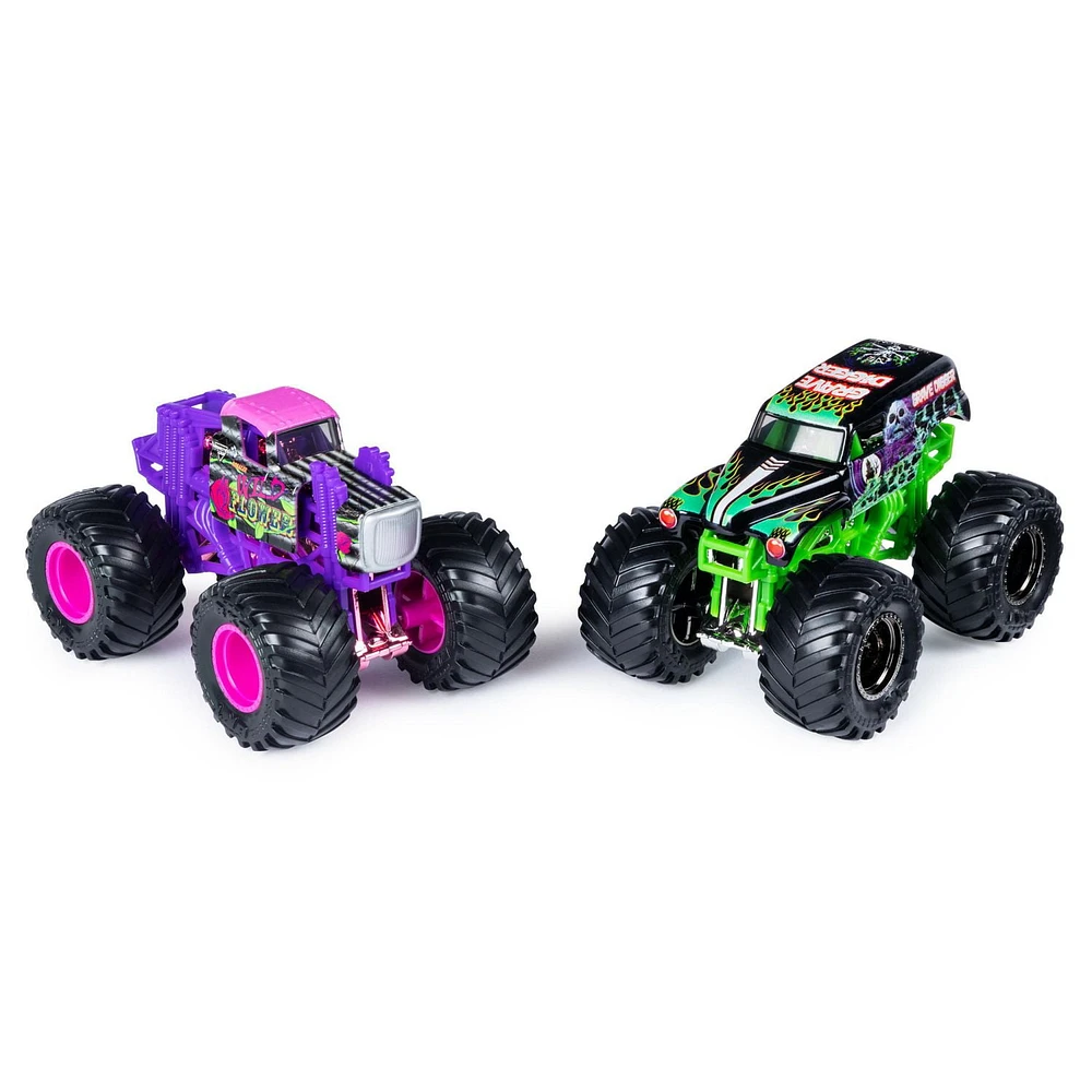 Monster Jam, Official Grave Digger vs. Wild Flower Die-Cast Monster Trucks, 1:64 Scale, 2 Pack