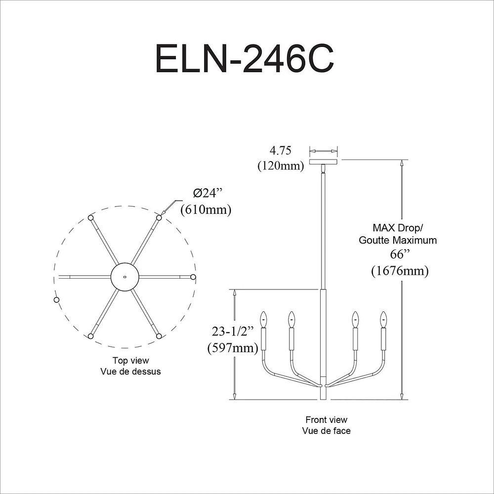 Dainolite ELN-246C-AGB Chandelier