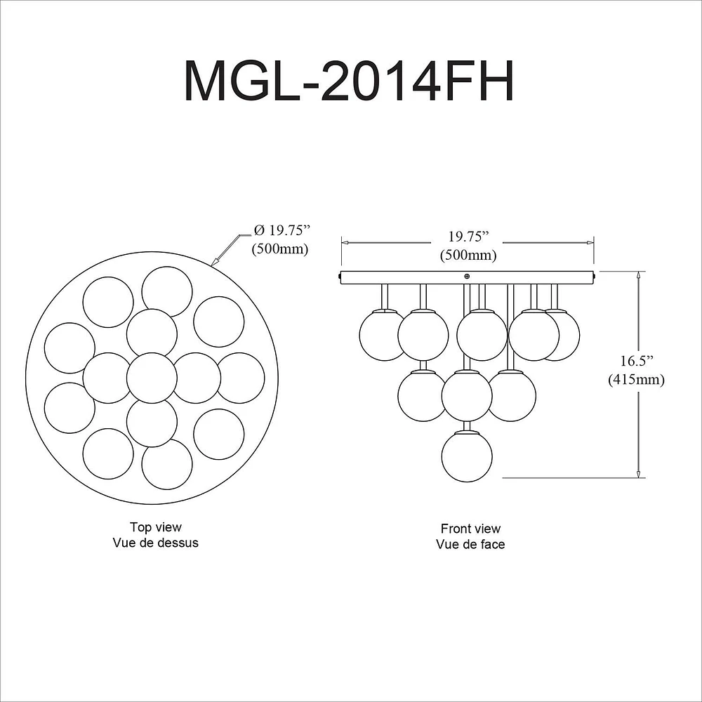 Dainolite MGL-2014FH-AGB Flush Mount