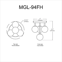 Dainolite MGL-94FH-AGB Flush Mount