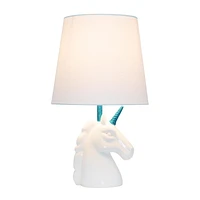 Simple Designs Sparkling White Unicorn Table Lamp