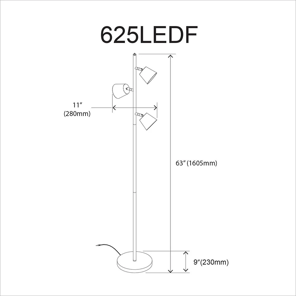 Dainolite 625LEDF-SC Satin Chrome Floor Lamp