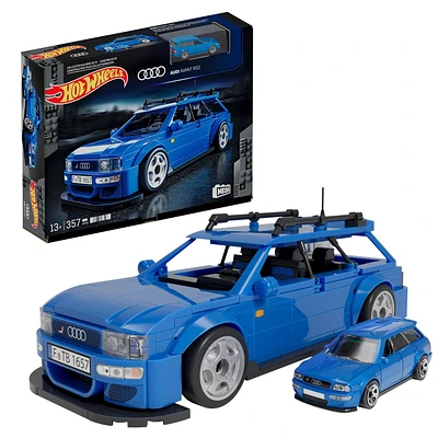 MEGA Hot Wheels Audi Avant RS2 Race Car Building Toy Kit (357 Pieces) for Collectors, Ages 13Y+