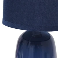 Simple Designs 10.04" Tall Traditional Ceramic Thimble Base Bedside Table Desk Lamp with Matching Fabric Shade for Home Decor, Nightstand, Bedroom, Living Room, Entryway, Office, Black