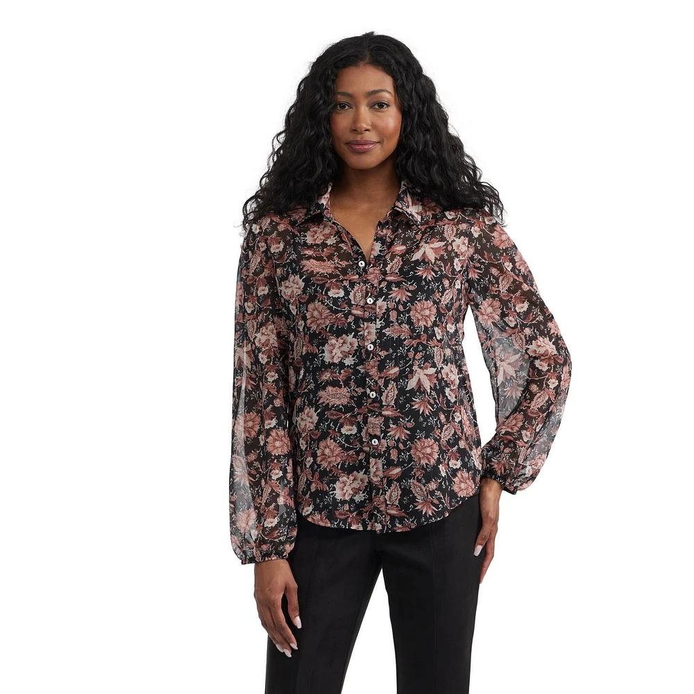 Mexx Women’s Floral Printed Shirt with Lurex, Tailles: XS-XL