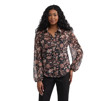 Mexx Women’s Floral Printed Shirt with Lurex