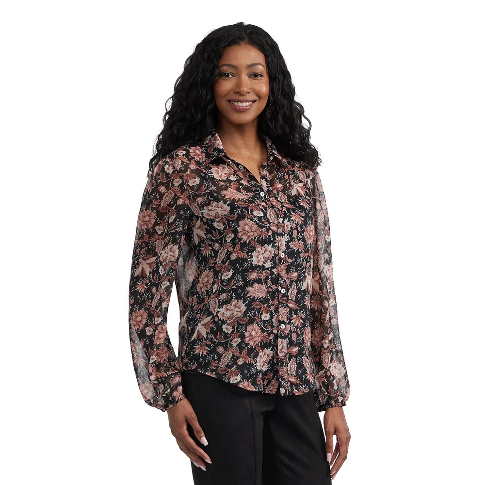 Mexx Women’s Floral Printed Shirt with Lurex