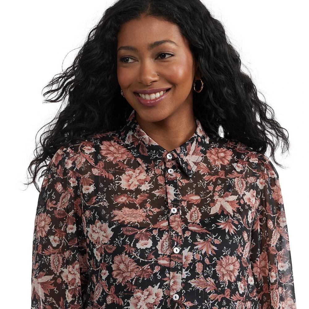 Mexx Women’s Floral Printed Shirt with Lurex