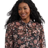 Mexx Women’s Floral Printed Shirt with Lurex, Tailles: XS-XL