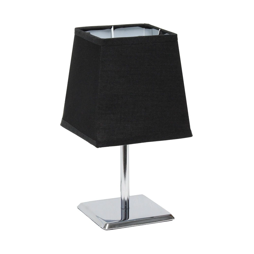 Simple Designs Mini Chrome Table Lamp with Squared Empire Fabric Shade