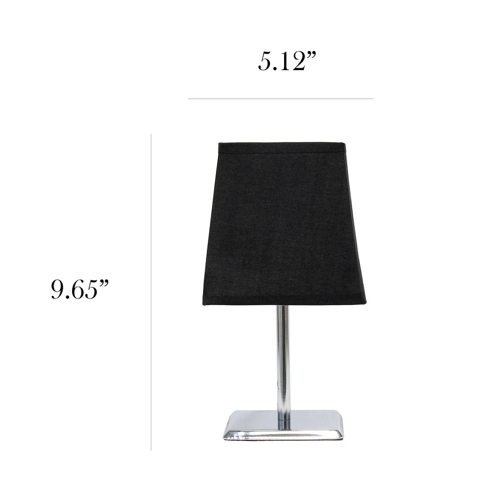 Simple Designs Mini Chrome Table Lamp with Squared Empire Fabric Shade