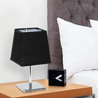 Simple Designs Mini Chrome Table Lamp with Squared Empire Fabric Shade