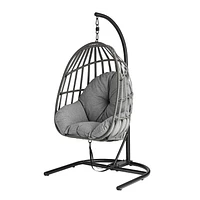 Mainstays Patio Hanging Egg Chair with Stand - Grey, All-weather wicker