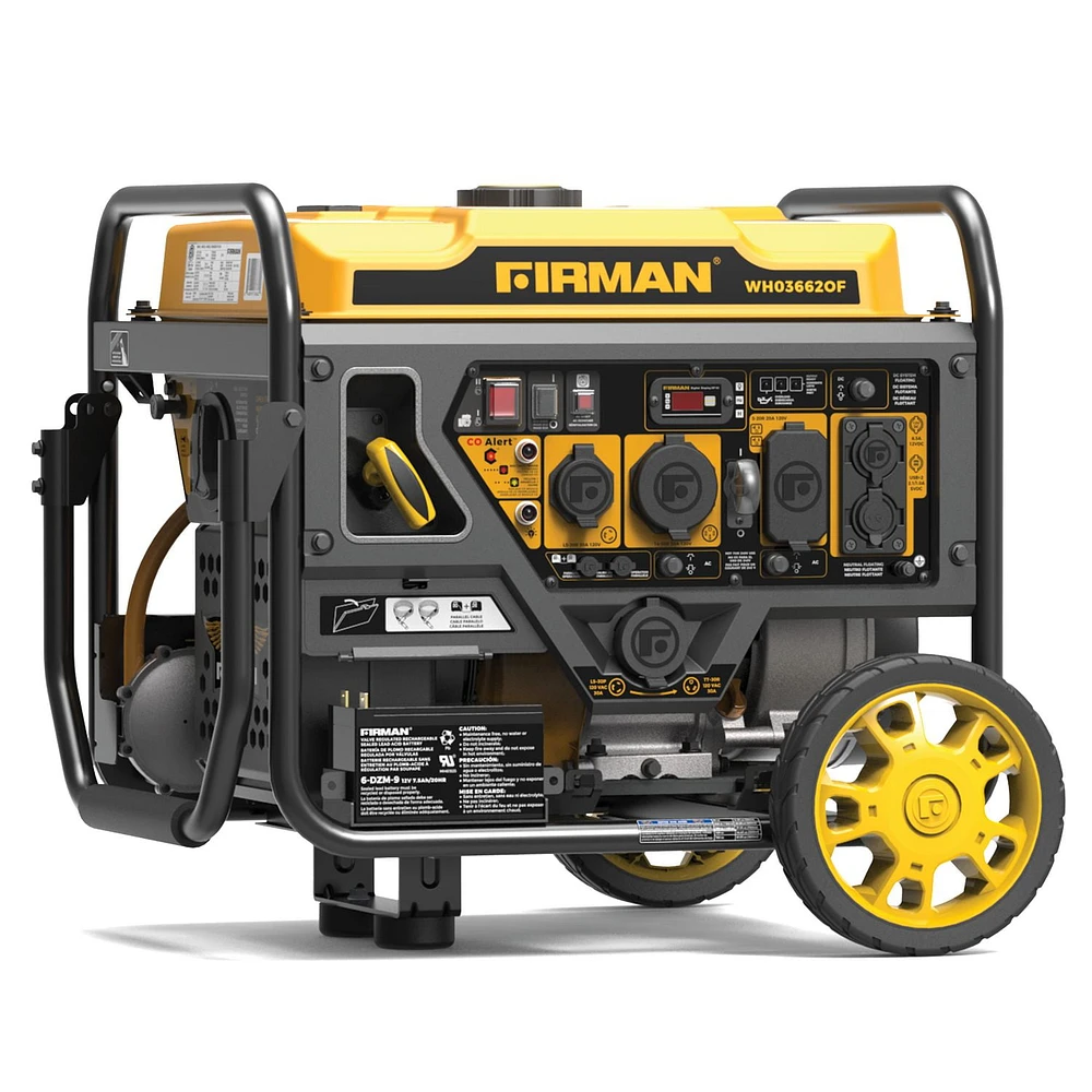 FIRMAN WH03662OF Dual Fuel Inverter Portable Generator 4500/3650W Electric Start Open Frame CO Alert