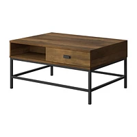 Table basse à plateau relevable Fort Worth, finition effet bois brun