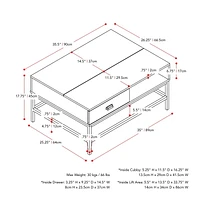 Table basse à plateau relevable Fort Worth, finition effet bois brun