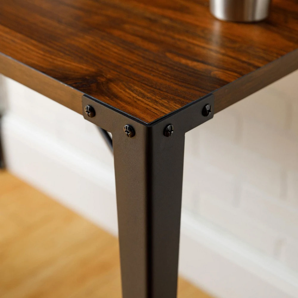 Industrial Secretary Writing and Computer Desk with Hutch - Dark Walnut