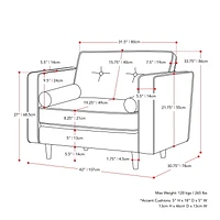 CorLiving Mulberry Mid-Century Modern Couch and Chair Set - Elegant Sofa and Chair Sets for Living Room - Complete Sofa and Chair Set of 2– Luxurious Sofa Chair Furniture Combo