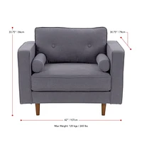 CorLiving Mulberry Mid-Century Modern Couch and Chair Set - Elegant Sofa and Chair Sets for Living Room - Complete Sofa and Chair Set of 2– Luxurious Sofa Chair Furniture Combo