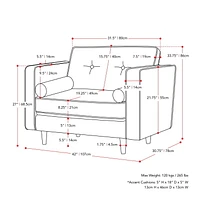 CorLiving Mulberry Mid-Century Modern Microfibre 4-Piece Set for Living Room - Complete Living Room Set, Sofa, Loveseat, Chair, and Ottoman Set, 4-Piece Living Room Sets Furniture