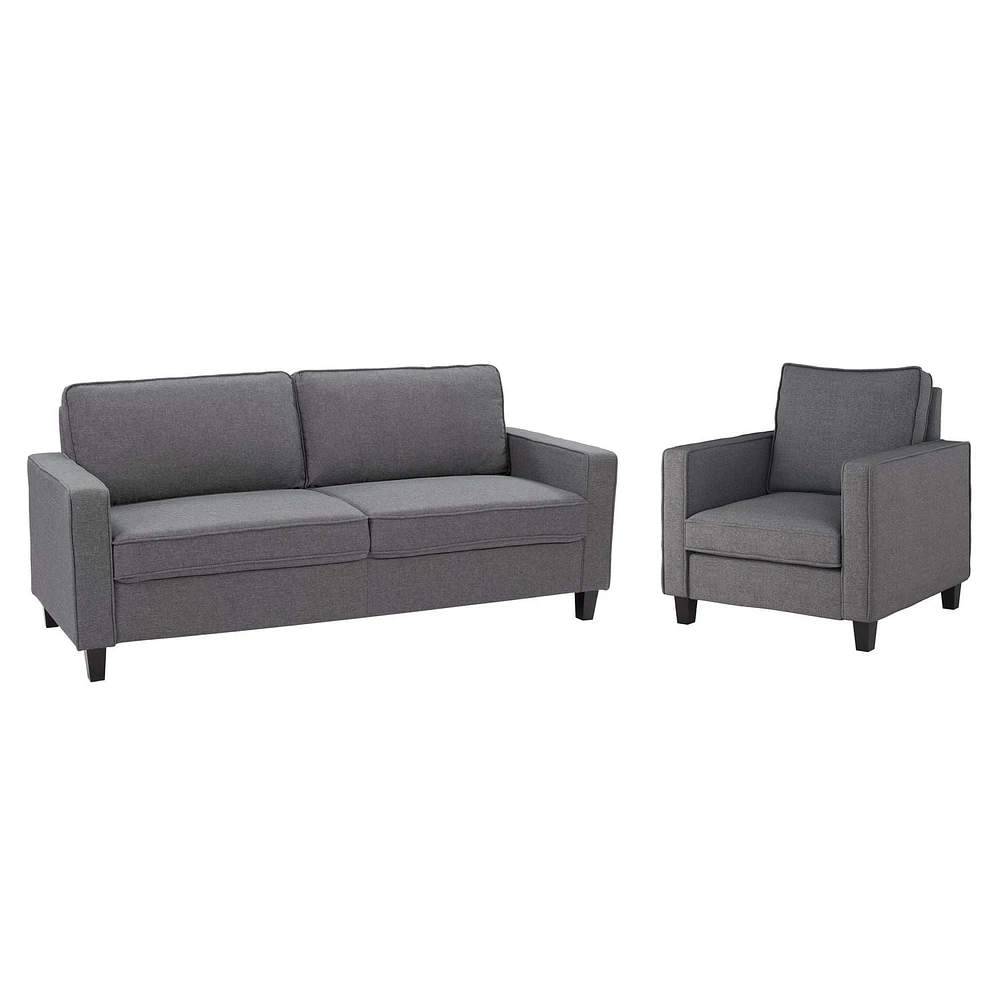 CorLiving Georgia Grey Fabric Three Seater Sofa and Chair Set