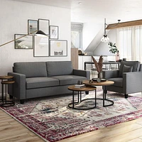 CorLiving Georgia Grey Fabric Three Seater Sofa and Chair Set